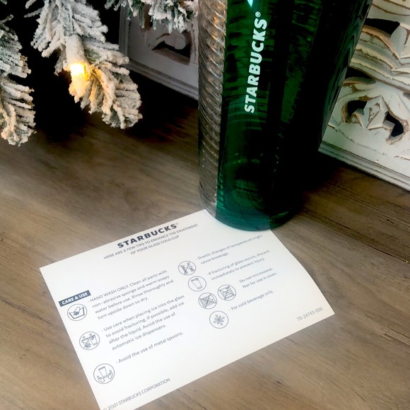 Starbucks Christmas Holiday Glass Dual Colored Red Green Clear Cold Cup Tumbler - Picture 4 of 8